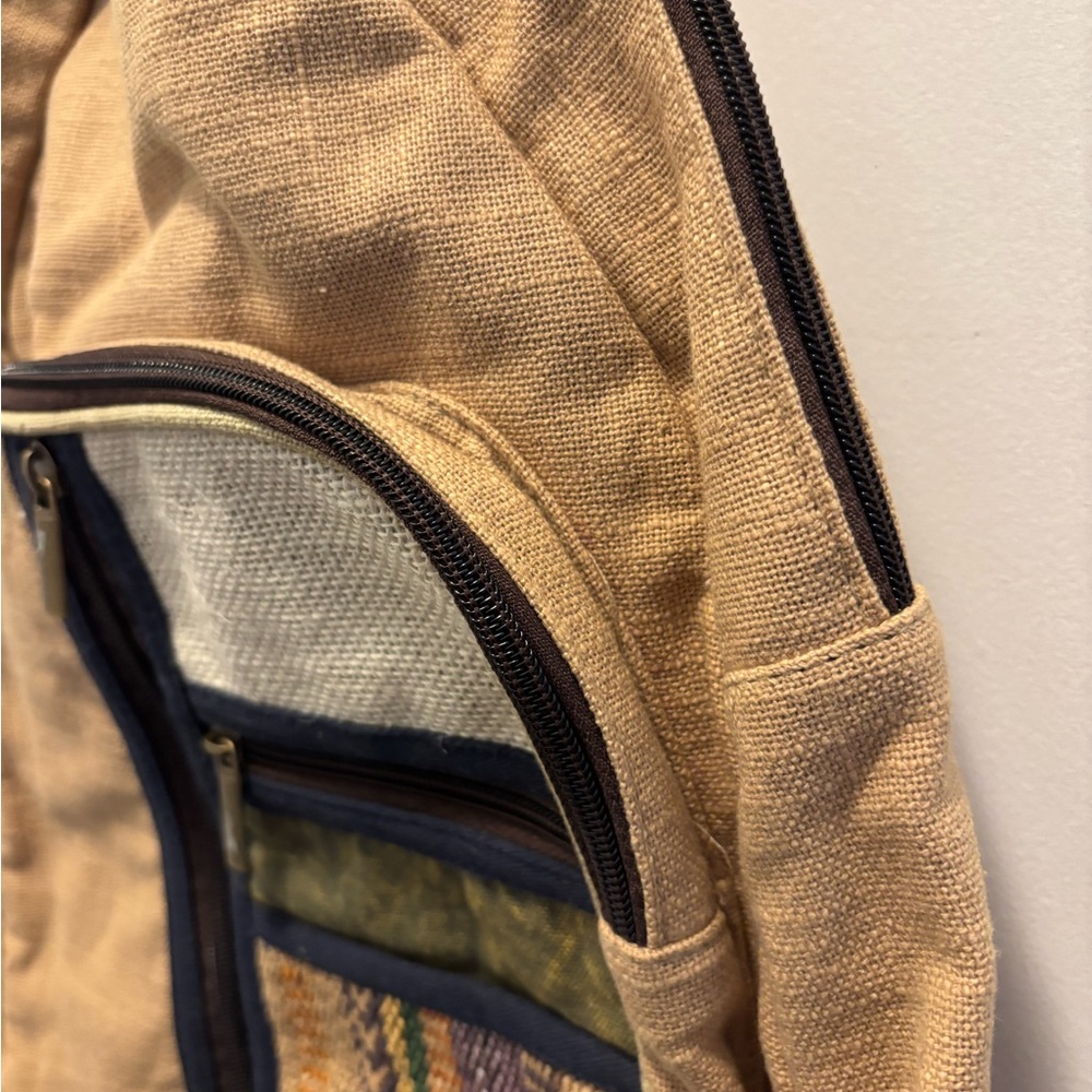 Chic Tan Backpack With Patterned Pocket | Earthbo… - image 5